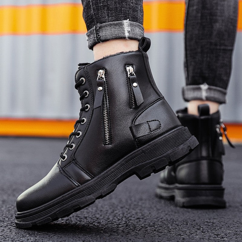 Winter Men's Shoes New Fashion Leather Boots Men's  Casual Trend