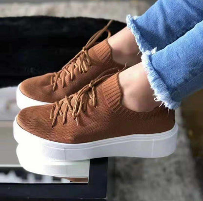 Casual Sneakers, Mesh Fly Woven Lace-up Sports Casual Shoes