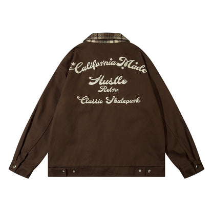 Embroidered Letters Loose Jacket Men