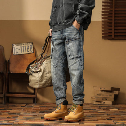 American Straight Men’s Versatile Loose Denim Pants