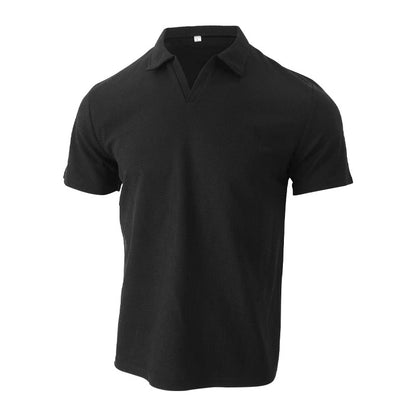 Polo Shirt Lapel V-neck Waffle Short Sleeve Men's T-shirt