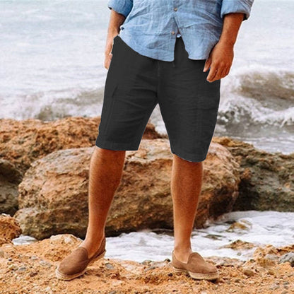 Men's Casual Vacation Beach Hawaiian Cotton Linen Multi-pocket Workwear Shorts