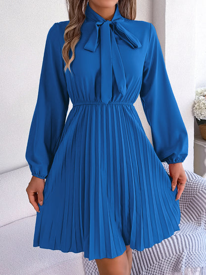 Women's Lace Up Waist-controlled Long Sleeves Dress