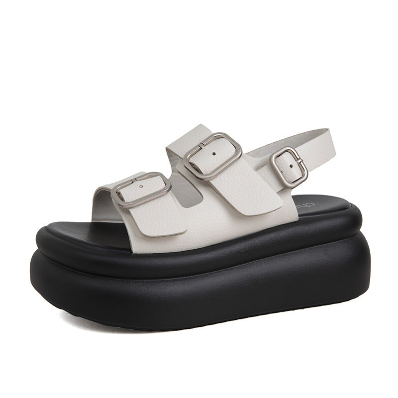 Women's Platform Sandals With Belt Buckle