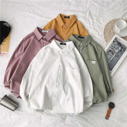 Long Sleeve Shirt Loose Solid Color Shirt