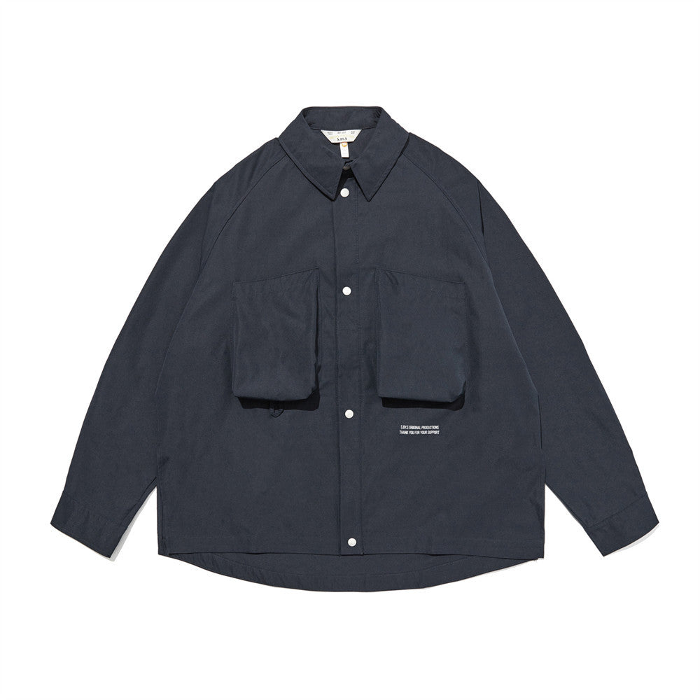 Three-dimensional Patch Pocket Workwear Long-sleeved Shirt Men