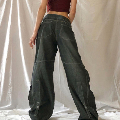 Printed Pocket Loose Wide Leg Pants