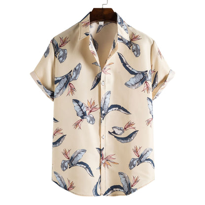 Printed Casual Men's Short-sleeved Shirt Lapel