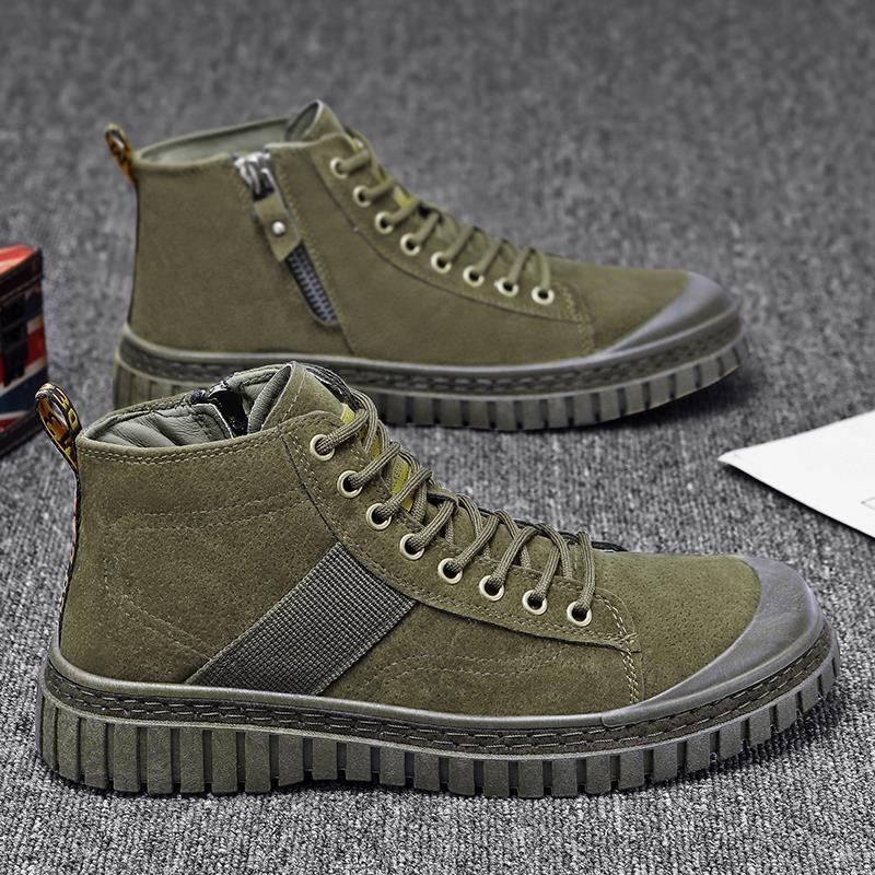 British Style Casual Sneakers Men's High-top Leather Boots