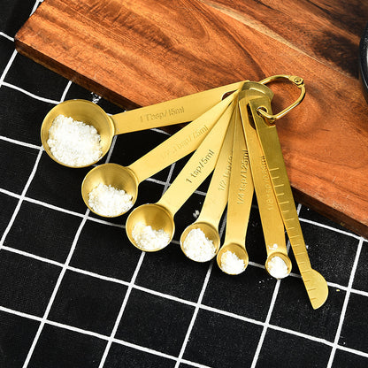 Useful Stainless Steel Measuring Cup Cozinha Coffee Measuring Spoons Tea Gold