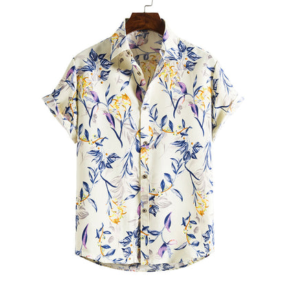 Men's Short-sleeved Casual Holiday Floral Shirt