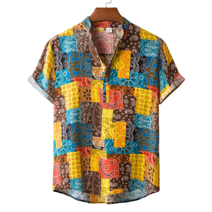 Men's Versatile Casual Linen Floral Shirt