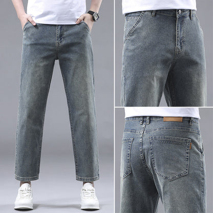 Men's Slim Fit Cropped Casual Light-colored Jeans