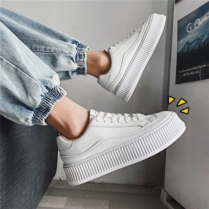 Hong Kong Style Men's Shoes Thick Bottom Small White Shoes To Increase The Height