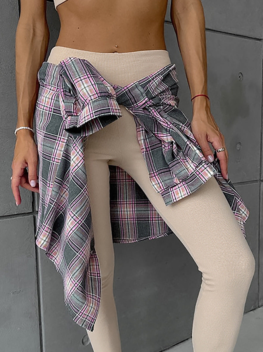 Pure Cotton Colored Plaid Shirt For Women