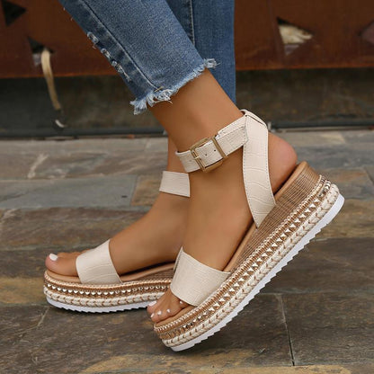 Women's Plus Size Rope Bottom Platform Sandals