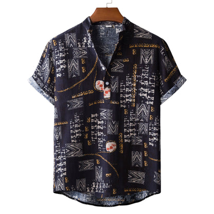 Men's Versatile Casual Linen Floral Shirt