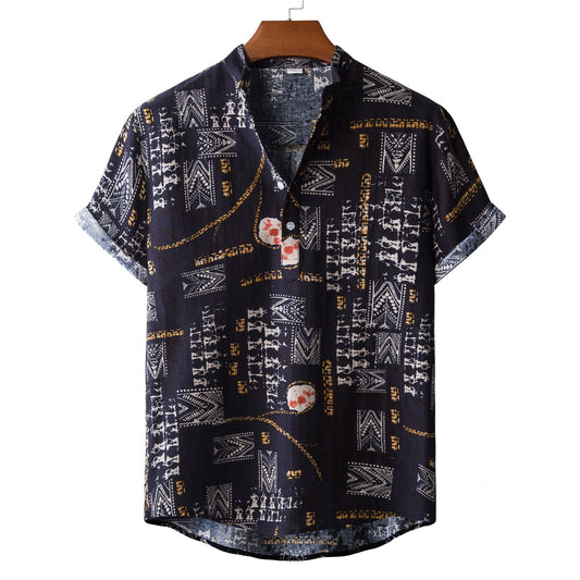 Men's Versatile Casual Linen Floral Shirt