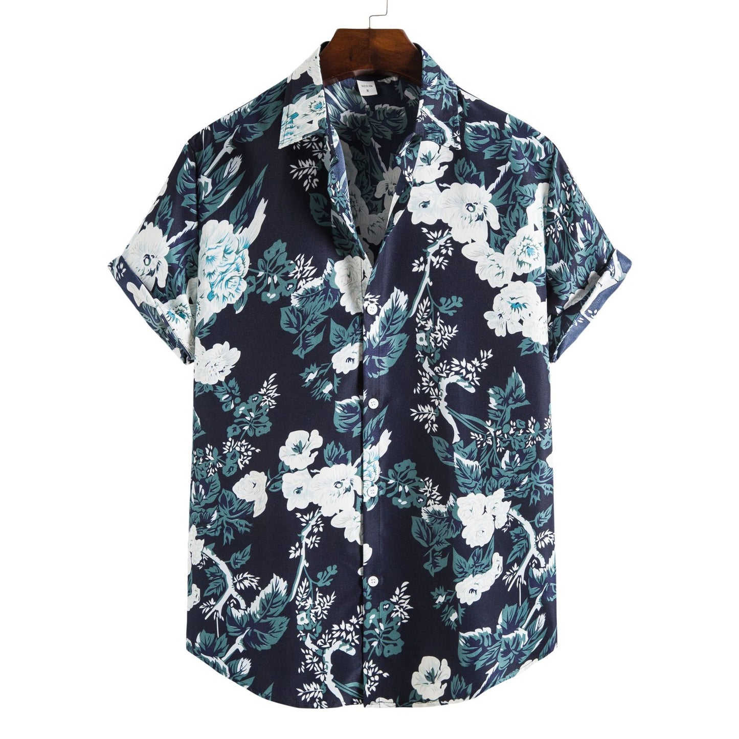 Printed Casual Men's Short-sleeved Shirt Lapel